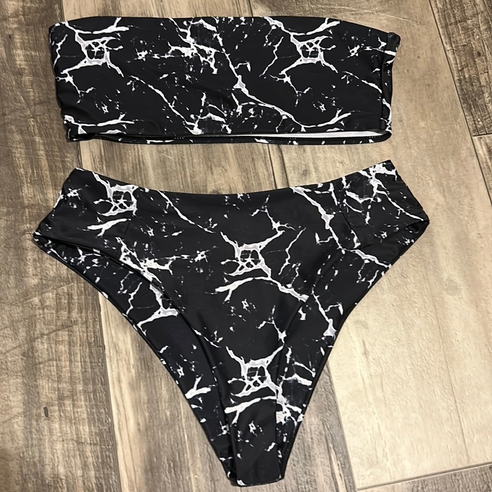 ZAFUL marble bathing suit set